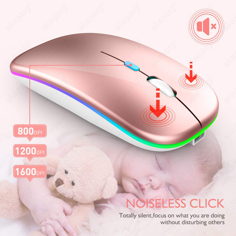 Mouse fără fir 5.2 BT pentru Apple iPad 10.2 2019 9.7 2018 5-a 6-a 7-a 8-a generație Air 2 3 4 5 10.5 Pro 11 12.9 mini 6 5