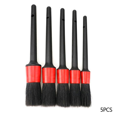 5 buc. perie pentru detalii pentru interiorul exterior al mașinii Perie cu păr de mistreț pentru curățarea mașinii Instrumente de detaliu automate Perie de curățare a tabloului de bord