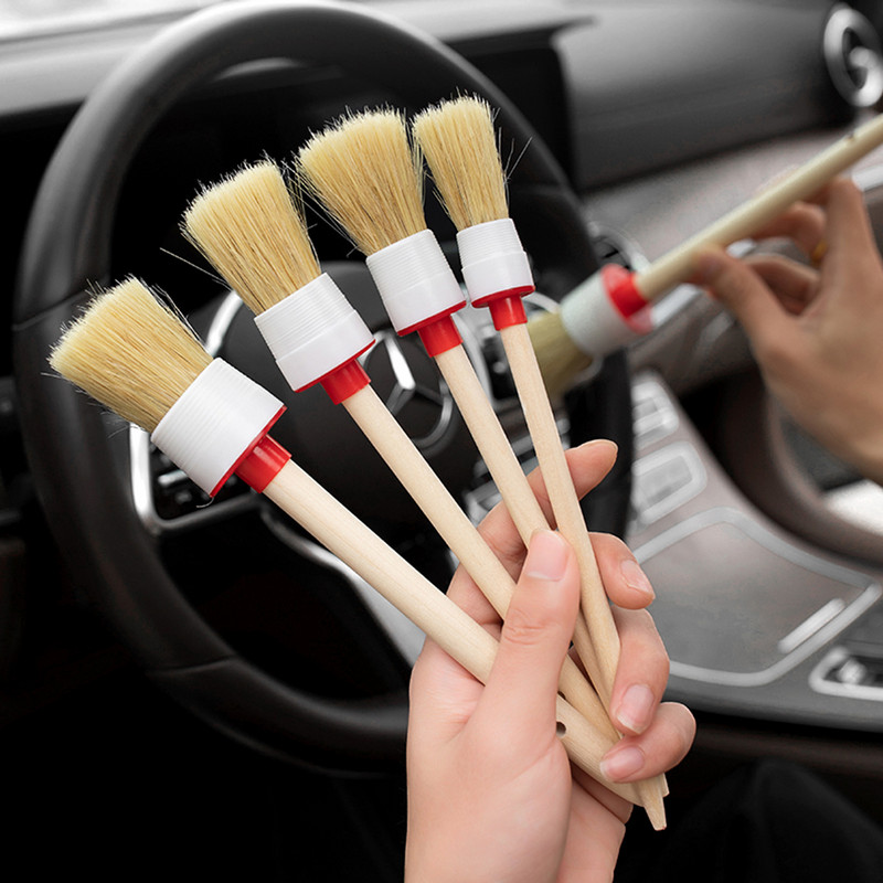 5 buc. perie pentru detalii pentru interiorul exterior al mașinii Perie cu păr de mistreț pentru curățarea mașinii Instrumente de detaliu automate Perie de curățare a tabloului de bord