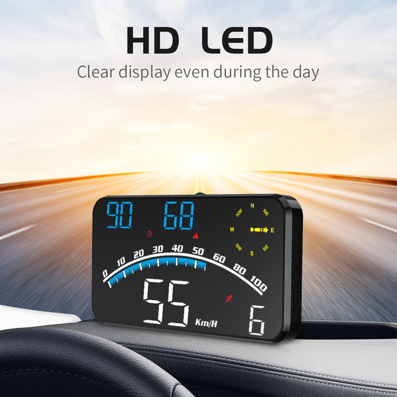 4.5in Head Up Display Temperatură apei Vitezometru digital Alarma de viteză pentru mașină GPS HUD Proiector pentru parbriz universal pentru toate vehiculele
