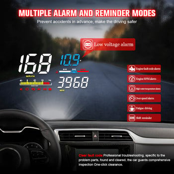 HUD Car OBD2 Head Up Display Ενσωματωμένο ταχύμετρο υπολογιστή Προβολέας παρμπρίζ Εργαλεία διάγνωσης Ψηφιακά αξεσουάρ αυτοκινήτου