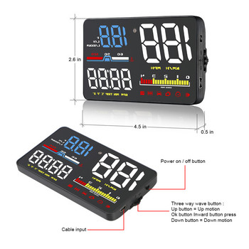 HUD Car OBD2 Head Up Display Ενσωματωμένο ταχύμετρο υπολογιστή Προβολέας παρμπρίζ Εργαλεία διάγνωσης Ψηφιακά αξεσουάρ αυτοκινήτου