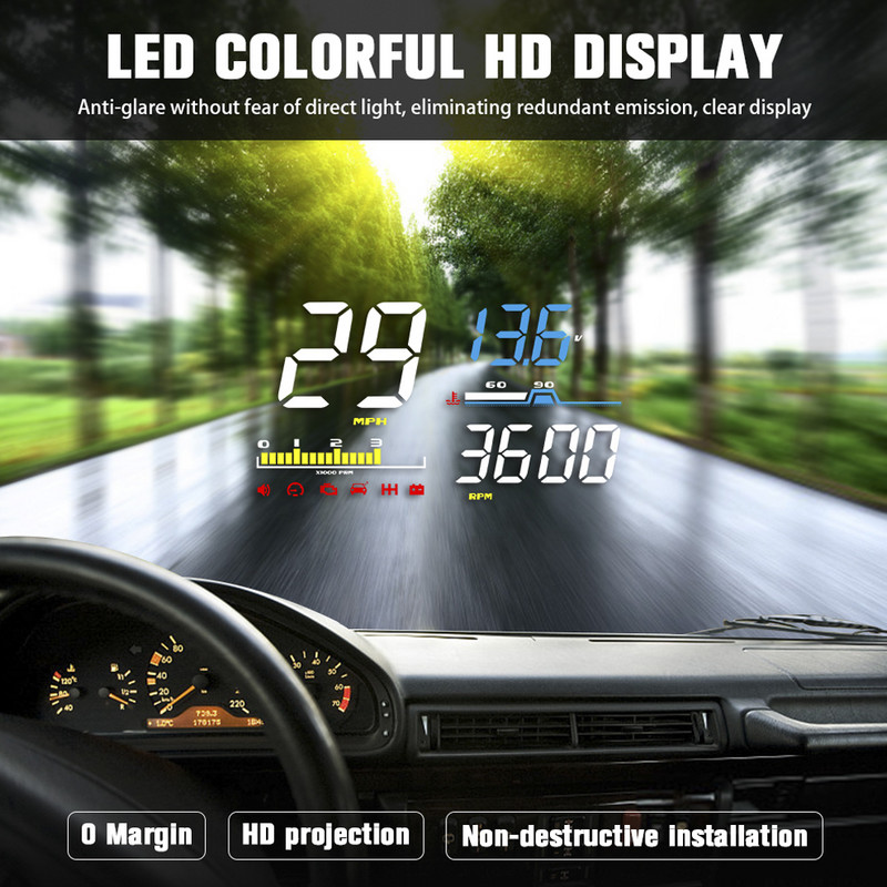 HUD Auto OBD2 Head Up Display Computer de bord Vitezometru Proiector Parbriz Instrumente de diagnosticare Accesorii digitale pentru automobile