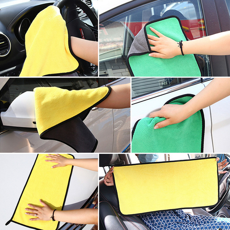 Prosop de curățare din microfibră 1/3/5 buc. Îngroșați cârpă moale pentru uscare Detergent pentru caroserie auto Prosoape de spălat cu două straturi, cârpe curate 30x60cm