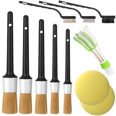 Set de perii pentru detalii auto, 11 buc. Perii pentru instrumente de curățare auto, perie electrică de găurit, seturi de curățare a prafului, murdăriei din piele auto