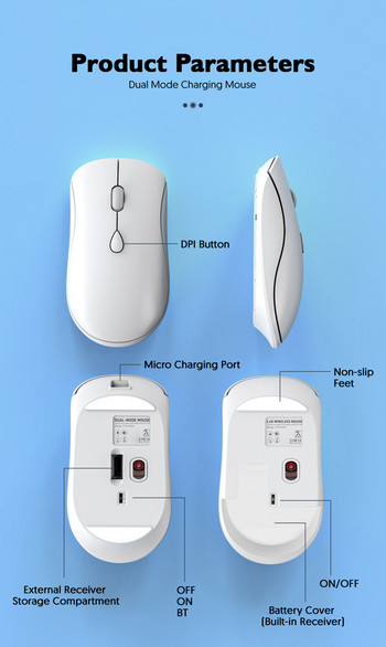 Преносима автоматична интелигентна енергоспестяваща безжична мишка за заспиване с четири бутона е подходяща за лаптопи