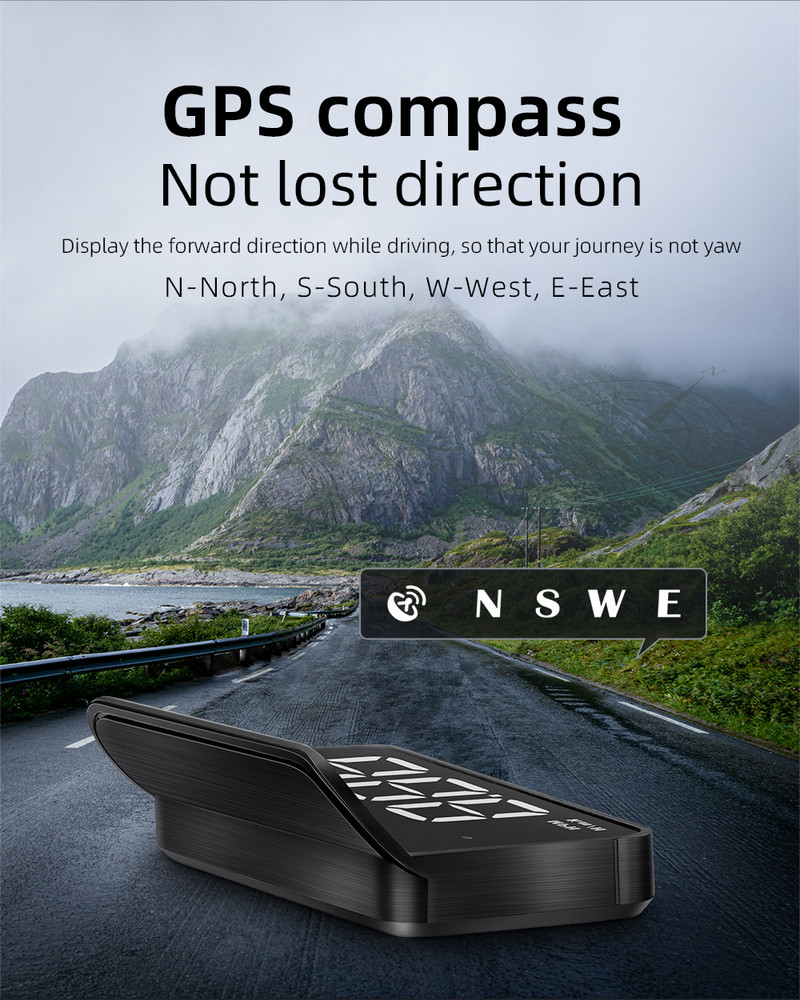 Auto HUD M1 GPS Head Up Display Viteza de proiecție a parbrizului cu alarmă de supraviteză Memento de oboseală de conducere pentru toate mașinile