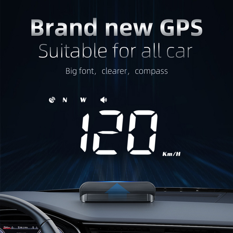 Auto HUD M1 GPS Head Up Display Viteza de proiecție a parbrizului cu alarmă de supraviteză Memento de oboseală de conducere pentru toate mașinile