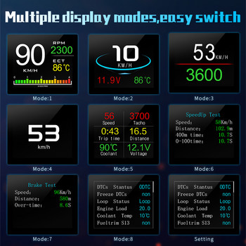 ZQKJ P10 Car Head Up Display Σύστημα OBD Έξυπνος ψηφιακός μετρητής Συναγερμός υπέρβασης ταχύτητας Ταχύμετρο θερμοκρασίας Αυτόματα ηλεκτρονικά αξεσουάρ