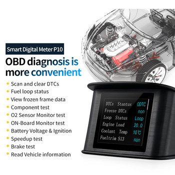 ZQKJ P10 Car Head Up Display Σύστημα OBD Έξυπνος ψηφιακός μετρητής Συναγερμός υπέρβασης ταχύτητας Ταχύμετρο θερμοκρασίας Αυτόματα ηλεκτρονικά αξεσουάρ