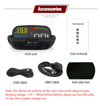 ZQKJ C800 HUD OBD2 și GPS Sistem dual Viteza mașinii RPM Consumul de combustibil Alarma de supraviteză Contor Accesorii Gadget-uri Afișaj Head-Up