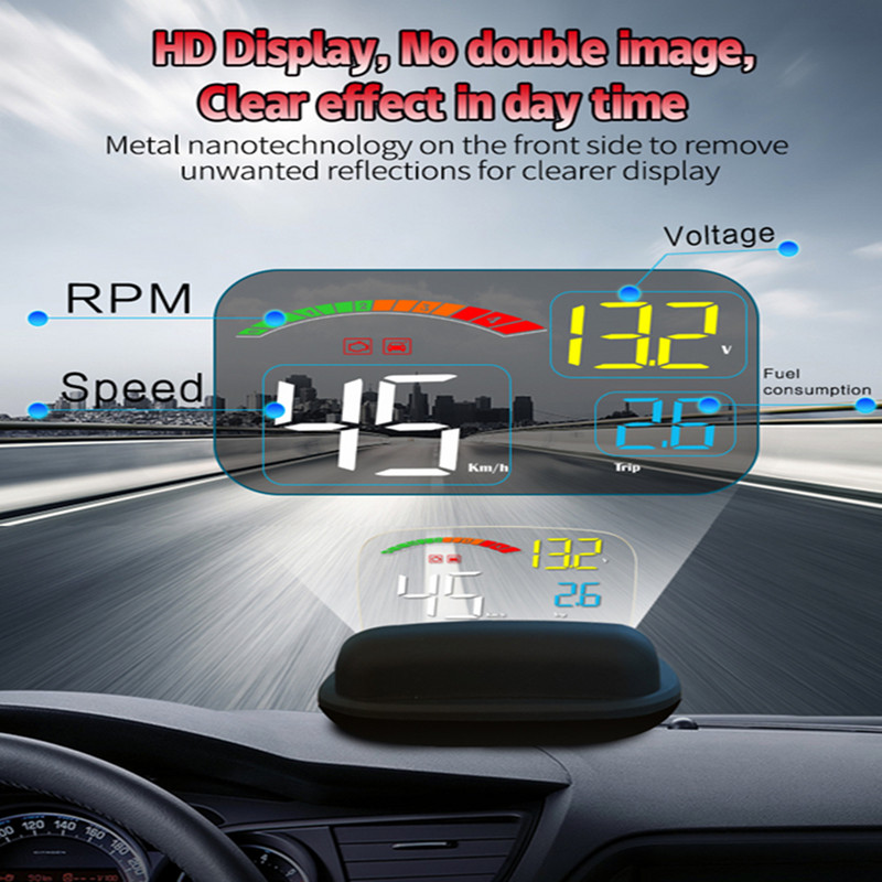 ZQKJ C800 HUD OBD2 și GPS Sistem dual Viteza mașinii RPM Consumul de combustibil Alarma de supraviteză Contor Accesorii Gadget-uri Afișaj Head-Up