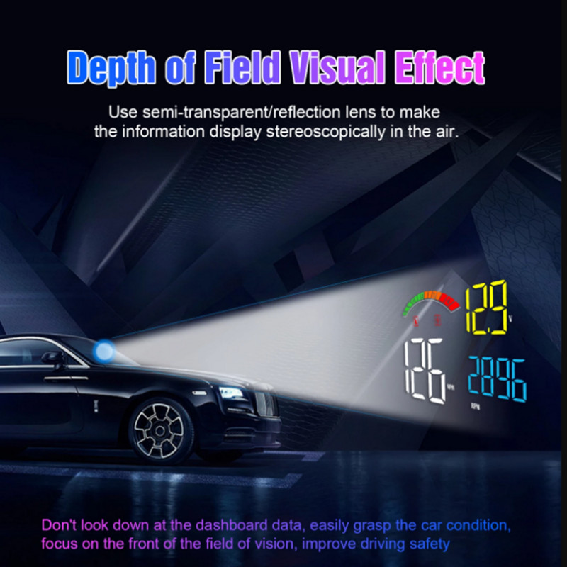 ZQKJ C800 HUD OBD2 și GPS Sistem dual Viteza mașinii RPM Consumul de combustibil Alarma de supraviteză Contor Accesorii Gadget-uri Afișaj Head-Up