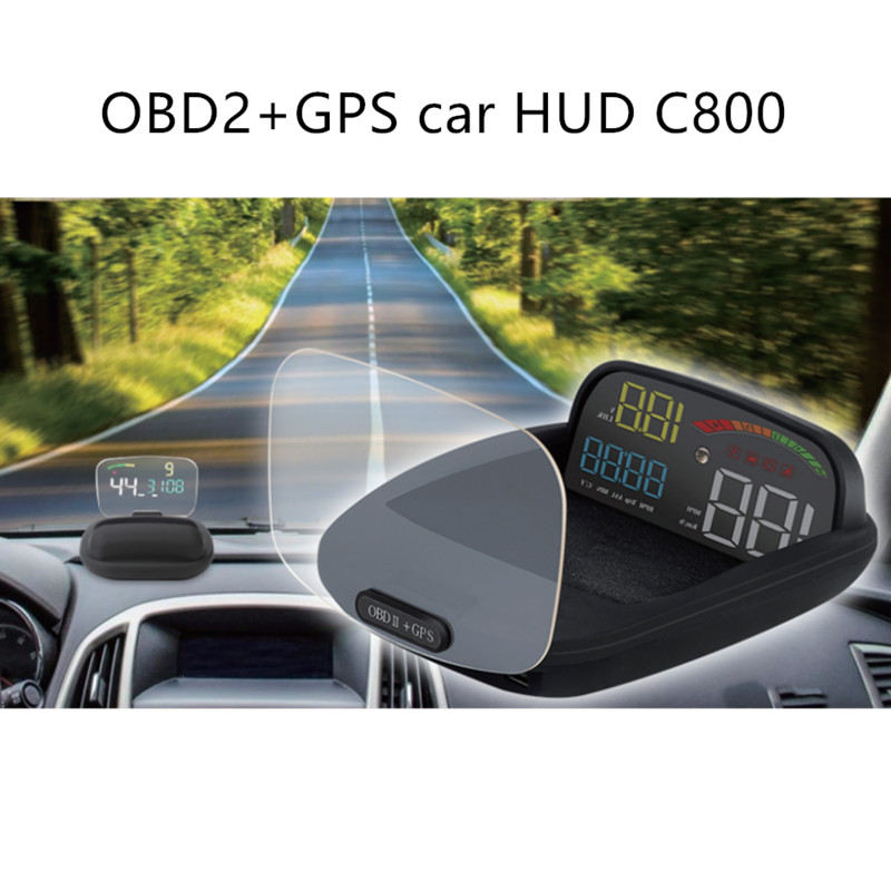 ZQKJ C800 HUD OBD2 și GPS Sistem dual Viteza mașinii RPM Consumul de combustibil Alarma de supraviteză Contor Accesorii Gadget-uri Afișaj Head-Up