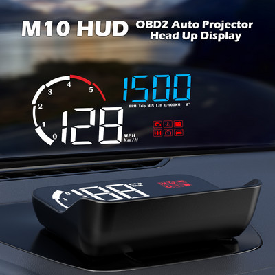 WIIYII M10 OBD2 Auto Car HUD borto kompiuteris Km/H MPH Head Up Dislay Spidometro priekinio stiklo projekcija ant automobilio stiklo