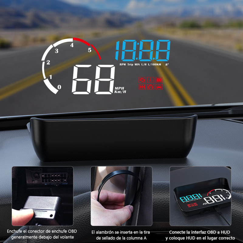 WIIYII M10 OBD2 Auto HUD Computer de bord Km/H MPH Head Up Dislay Vitezometru Proiecție parbriz pe geamul mașinii