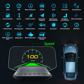 OBDHUD C3 Plus OBD2 HUD Προβολέας αυτόματης πλοήγησης GPS EOBD Ταχύμετρο Head Up Display Αξεσουάρ αυτοκινήτου Υπολογιστής οχήματος