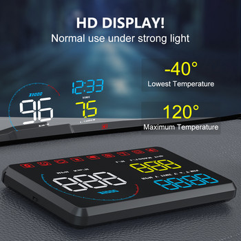 Νεότερο Head Up Display Car OBDII EUOBD Παρμπρίζ Προβολέας HUD Shift Υπενθύμιση Θερμοκρασία νερού RPM Συναγερμός ταχύτητας κατανάλωσης καυσίμου