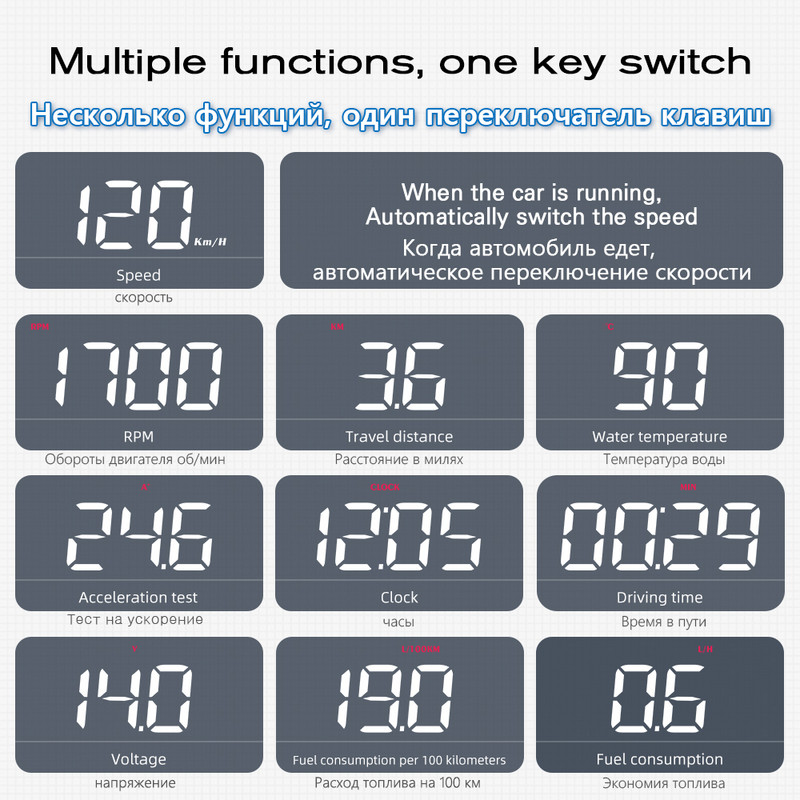 WYOBD M5 HUD Head Up Display OBD2 Computer de bord Proiector pentru parbriz Afișaj digital pentru mașină Vitezometru Accesorii auto