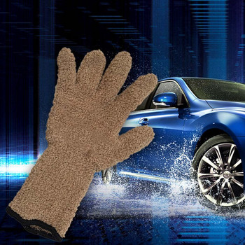 Πλεκτά γάντια απολέπισης Super Soft Microfiber Detailing Car Wash Mitt For Car Care Δερμάτινο πάνελ βινυλίου και υφασμάτινα αξεσουάρ αυτοκινήτου