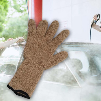Πλεκτά γάντια απολέπισης Super Soft Microfiber Detailing Car Wash Mitt For Car Care Δερμάτινο πάνελ βινυλίου και υφασμάτινα αξεσουάρ αυτοκινήτου