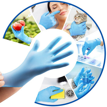 100 БР. Сини нитрилови ръкавици Водоустойчиви хранителни черни Ръкавици за почистване на домашна кухня Лаборатория Ръкавици за готвене Ръкавици за ремонт на автомобили