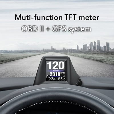 GPS + OBD dviguba ekrano sistema išmanioji vairavimo chronometras Spidometras Odometras Skaitmeninis matuoklis Signalizacija HUD A401