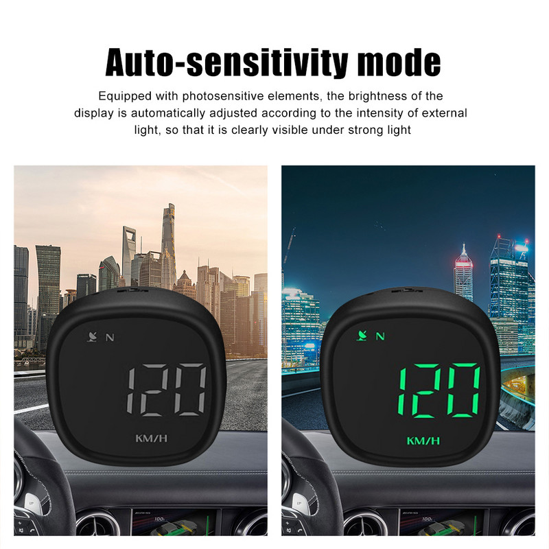 Afișaj frontal pentru mașină GPS universal ]HUD 2.0" LCD cu iluminare din spate proiector pentru parbriz Oprire automată Alarmă de supraviteză Oboseală Conducere km/H MPH