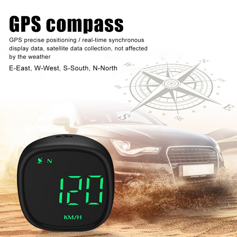 Afișaj frontal pentru mașină GPS universal ]HUD 2.0" LCD cu iluminare din spate proiector pentru parbriz Oprire automată Alarmă de supraviteză Oboseală Conducere km/H MPH
