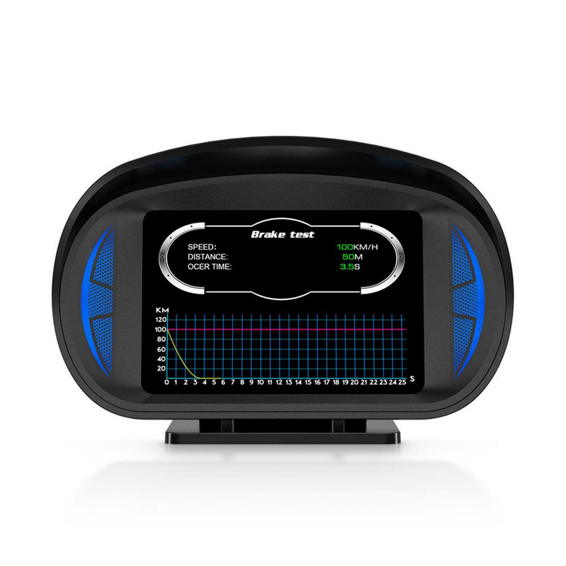 Afișaj Heads Up pentru mașină Lcd Hud Obd Gps Instrument multifuncțional Vitezometru Supraviteză Alarmă de joasă tensiune