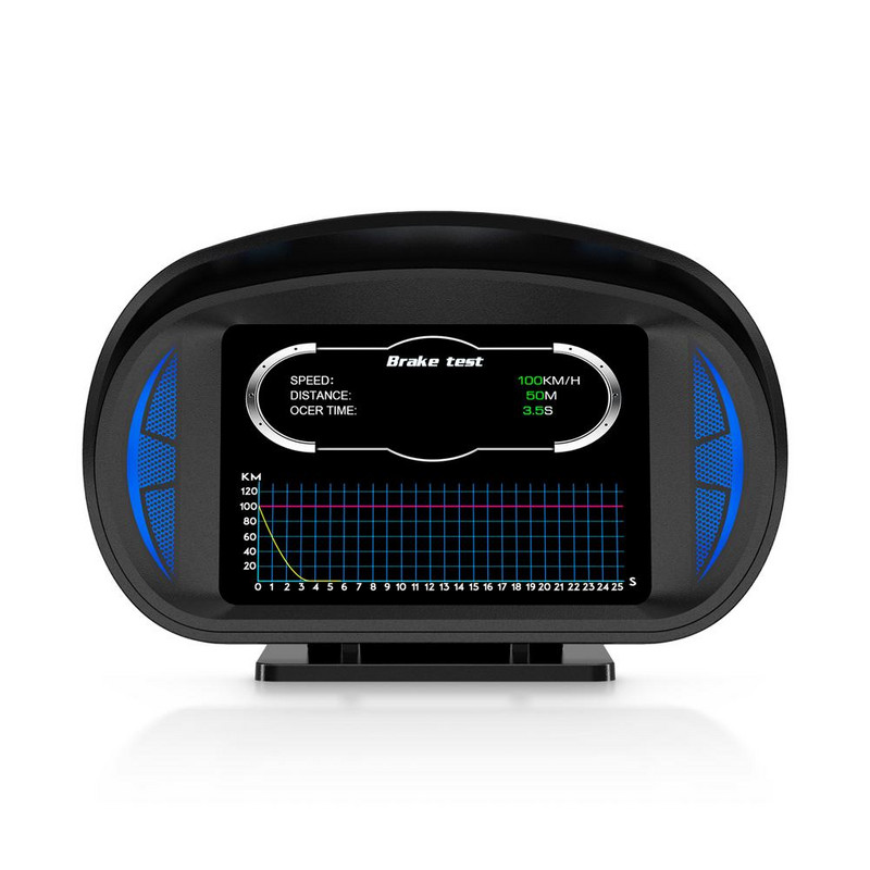 Afișaj Heads Up pentru mașină Lcd Hud Obd Gps Instrument multifuncțional Vitezometru Supraviteză Alarmă de joasă tensiune