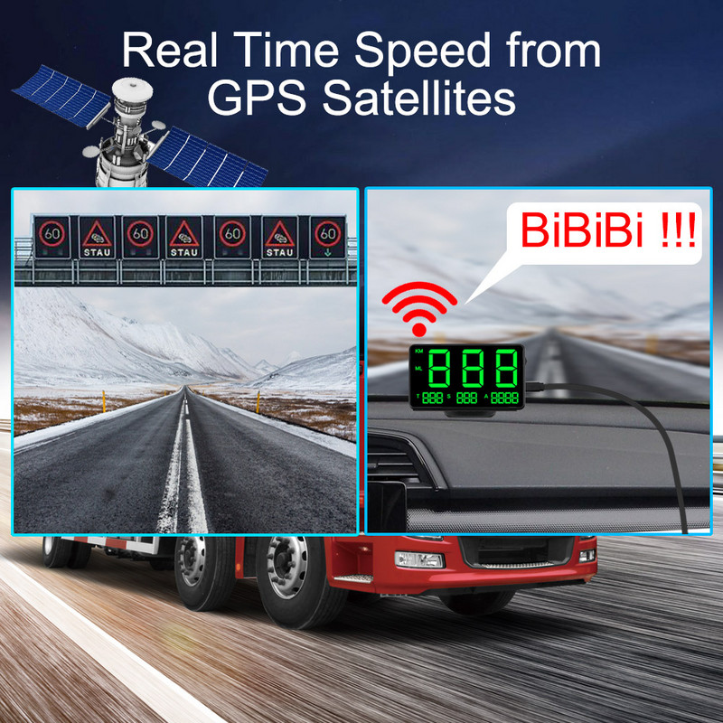 LEEPEE KM/h MPH Fonturi mari Afișaj LED Afișaj altitudine Proiector Odometru GPS Vitezometru mașină Afișare Head Up Display C60s/C80