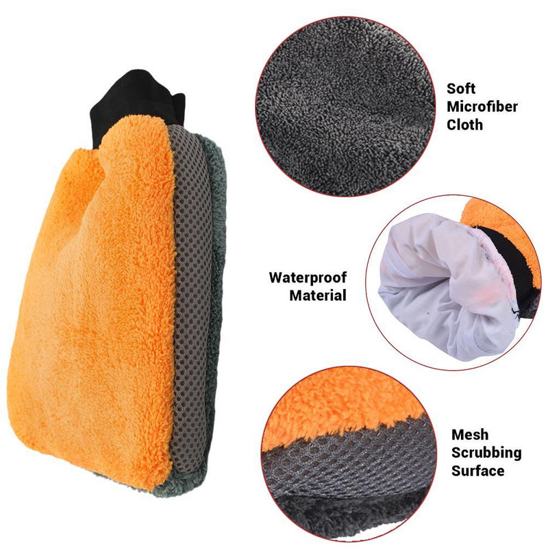 Μαλακό Coral Fleece Γάντια Πλυντηρίου Αυτοκινήτων Καθαρό Παράθυρο Πόρτα Βελούδινη Απορρόφηση Νερού Απαλή Φροντίδα Έπιπλα Γυαλί Πλυντήριο Καθαρισμού Σκόνης