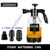 Pulverizator de spumă cu pompă de mână de 2 l cu 3 tipuri de duză tun spumă pneumatică manuală spumă de zăpadă sticla cu pulverizare pentru spălarea mașinii pentru curățarea geamurilor auto