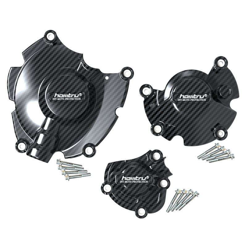Fekete és karbon textúrájú motorkerékpár motorvédő burkolat készlet YAMAHA YZF1000 YZF R1 R1M 2015-2023-hoz