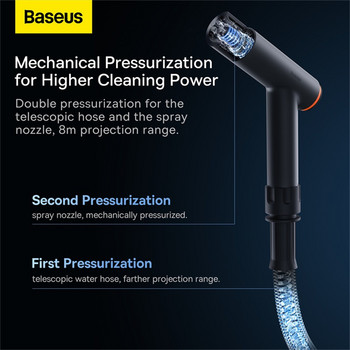 Baseus Car Water Gun High Pressure Washer Turbo Spray Nozzle with Hose Hand Sprayer Gun for Home Garden Car Cleaning Accessories