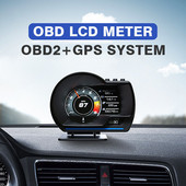 Afișaj HUD pentru mașină OBD2+GPS Indicator HUD pentru mașină inteligentă Odometru digital Alarma de securitate Temp. apă și ulei. RPM