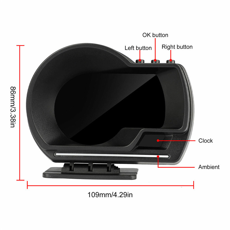 Afișaj HUD pentru mașină OBD2+GPS Indicator HUD pentru mașină inteligentă Odometru digital Alarma de securitate Temp. apă și ulei. RPM