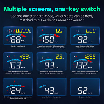 Auto HUD Car Head Up Display Προβολέας παρμπρίζ σε γυαλί αυτοκινήτου Ψηφιακό ταχύμετρο αυτοκινήτου Συναγερμός θερμοκρασίας νερού & λαδιού Auto Smart Gadgets