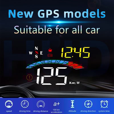 Auto HUD Car Head Up Display Проектор на предното стъкло На стъклото на автомобила Цифров автомобилен скоростомер Аларма за температура на водата и маслото Auto Smart Gadgets