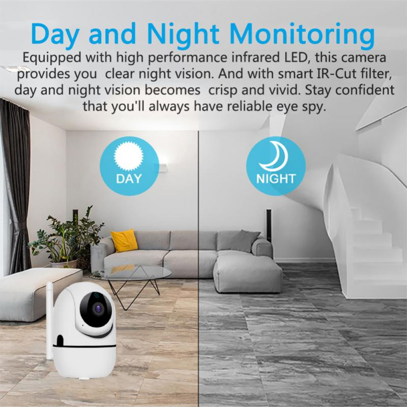 Amera 360° WiFi Cloud Cameră Viziune nocturnă Mini Cameră de securitate CCTV pentru interior Wireless AI Tracking Camera de supraveghere acasă 2MP