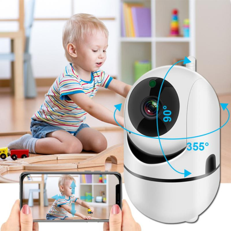 Amera 360° WiFi Cloud Cameră Viziune nocturnă Mini Cameră de securitate CCTV pentru interior Wireless AI Tracking Camera de supraveghere acasă 2MP