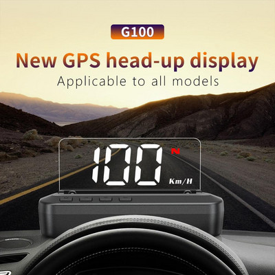 G100 Car HUD HD Head-UP Display Proiector Vitezometru GPS Ghid de viteză Alarma Oboseală Conducere Indicator universal inteligent pentru mașină