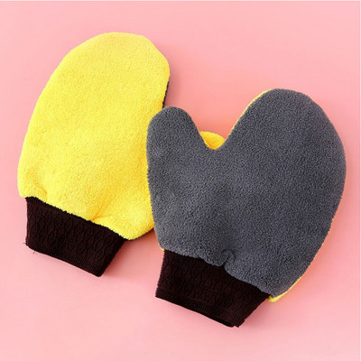 Mănușă de spălat mașină din lână Coral pe două fețe Mănușă de curățare Perie de spălat mașină Pânză Detergenție Mănușă de spălat auto Accesorii de spălat auto