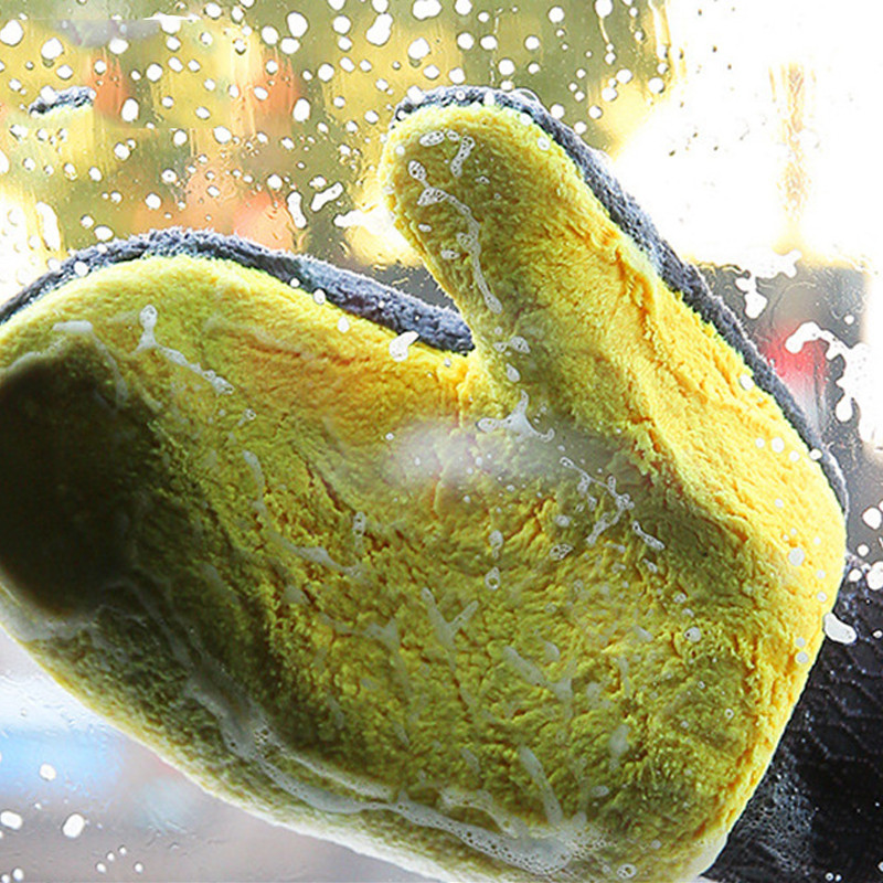 Mănușă de spălat mașină din lână Coral pe două fețe Mănușă de curățare Perie de spălat mașină Pânză Detergenție Mănușă de spălat auto Accesorii de spălat auto