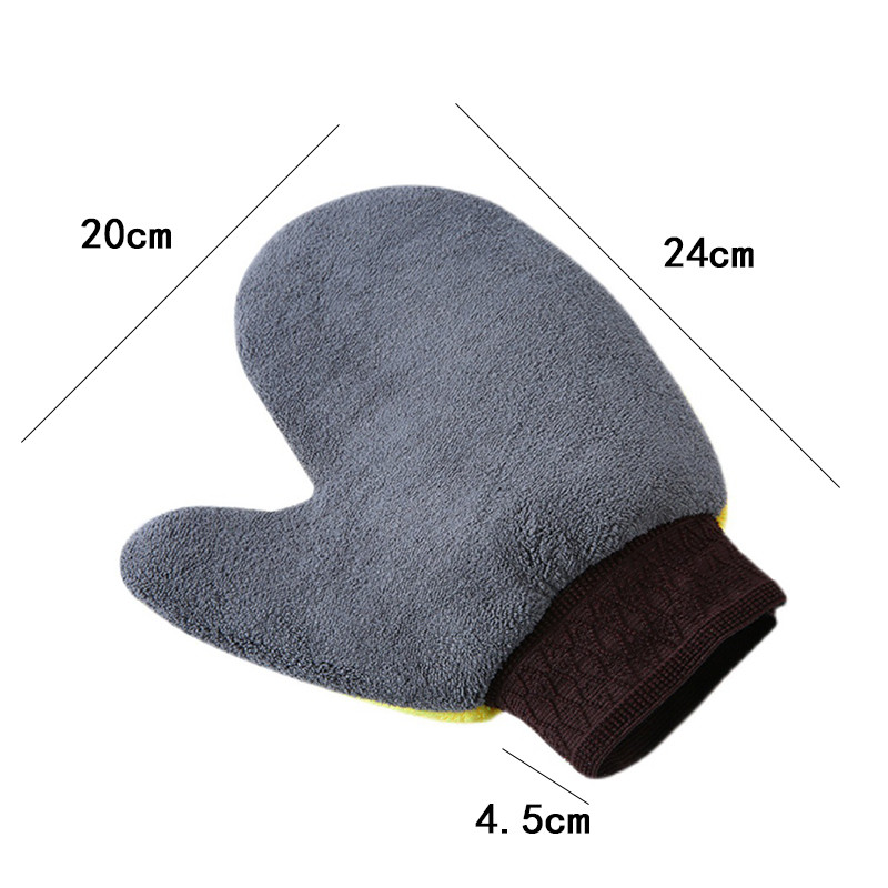 Mănușă de spălat mașină din lână Coral pe două fețe Mănușă de curățare Perie de spălat mașină Pânză Detergenție Mănușă de spălat auto Accesorii de spălat auto