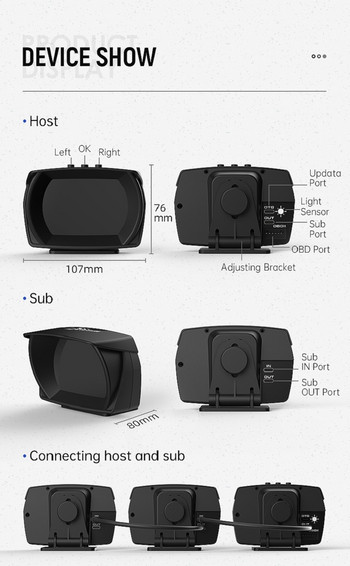 A700 Auto Gauge GPS+OBD+MEMS HUD Head Up Display Car Υπολογιστής Ταχύμετρος Μετρητής Κλίσης με Οθόνη LCD Αξεσουάρ αυτοκινήτου