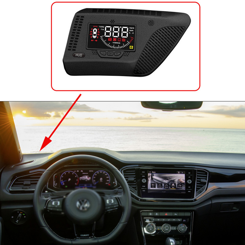 HUD Auto Car Head Up Display HD Parbriz Viteză Proiector Alarmă de securitate Supraviteză RPM Tensiune pentru Volkswagen T-ROC 2019