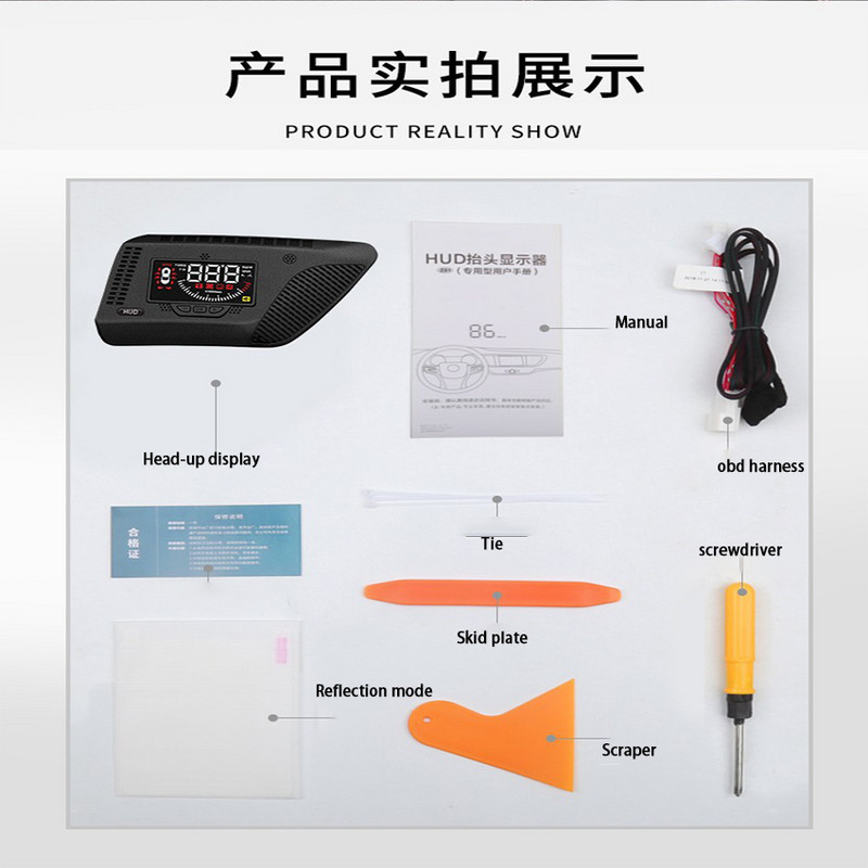 HUD Auto Car Head Up Display HD Parbriz Viteză Proiector Alarmă de securitate Supraviteză RPM Tensiune pentru Volkswagen T-ROC 2019