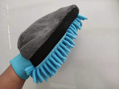 Αδιάβροχο πλυντήριο αυτοκινήτων Microfiber Chenille Gloves Thick Car Cleaning Mitt Wax Detailing Brush Auto Care Γάντι διπλής όψης
